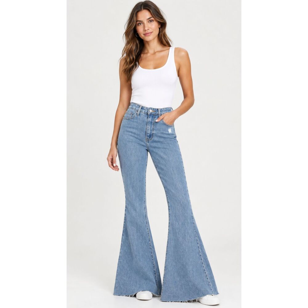 Forever 21 Extreme Bell Bottom Flare Jeans High Waist Women's Size 26
